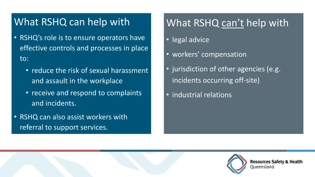 what rshq can help with