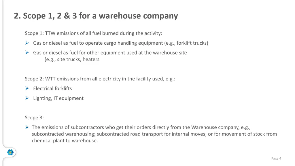 2 scope 1 2 3 for a warehouse company