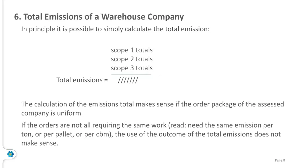 6 total emissions of a warehouse company