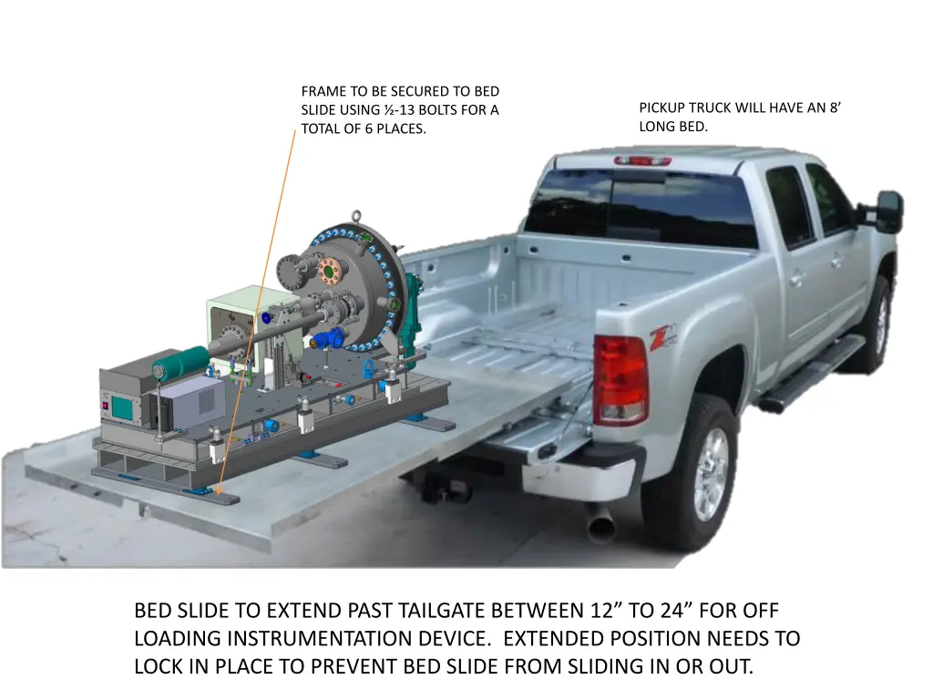 frame to be secured to bed slide using 13 bolts