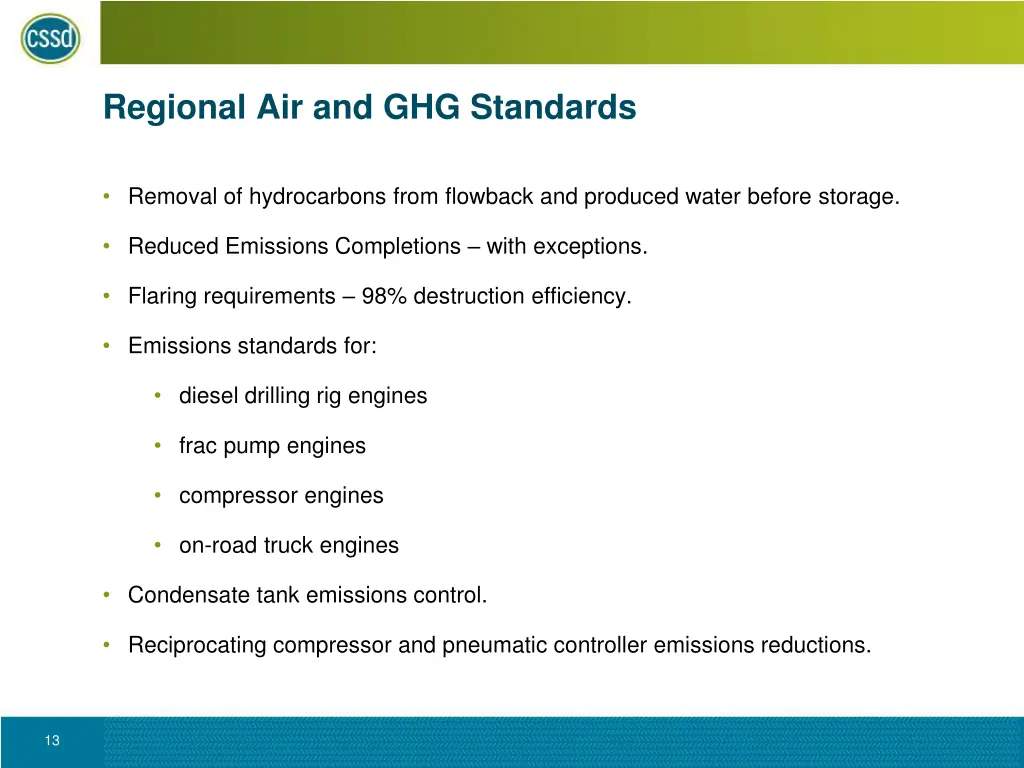 regional air and ghg standards