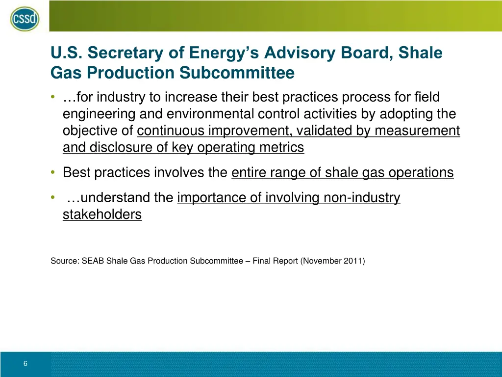 u s secretary of energy s advisory board shale