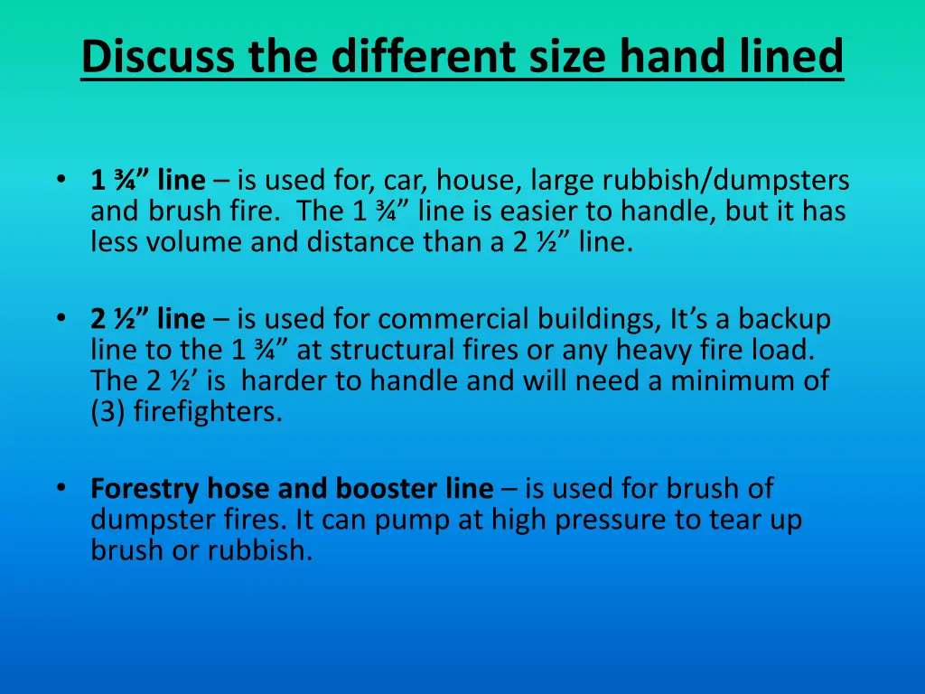 discuss the different size hand lined