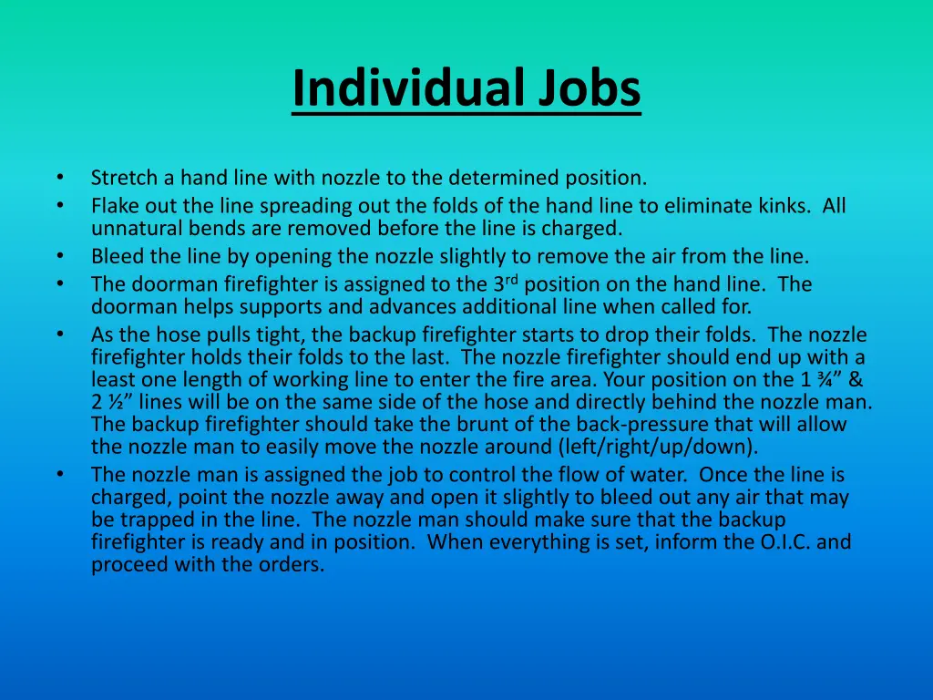 individual jobs