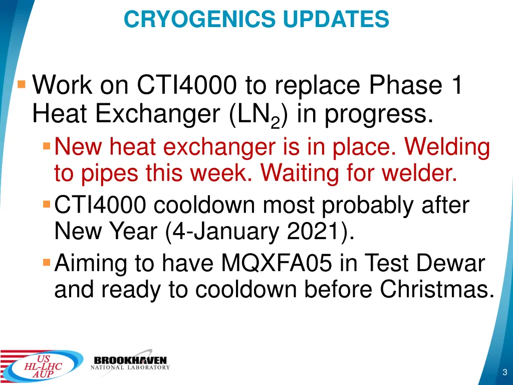 cryogenics updates