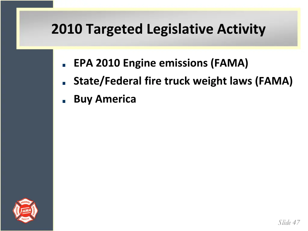 2010 targeted legislative activity