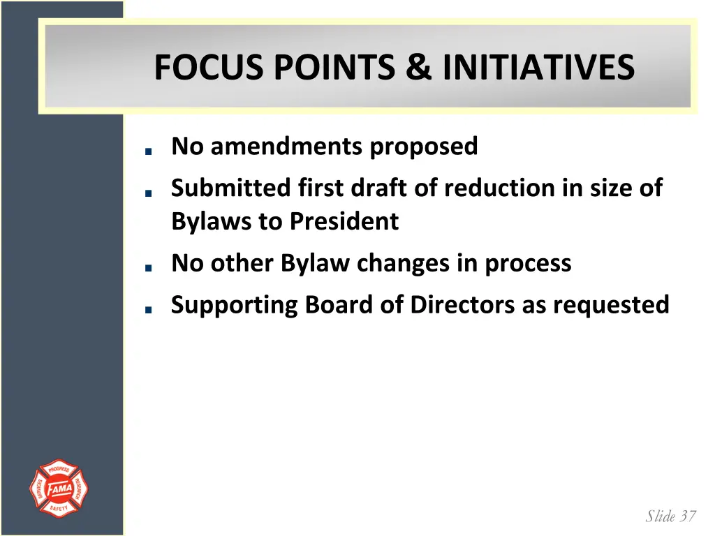 focus points initiatives no amendments proposed