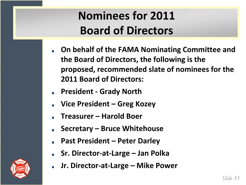 nominees for 2011 board of directors