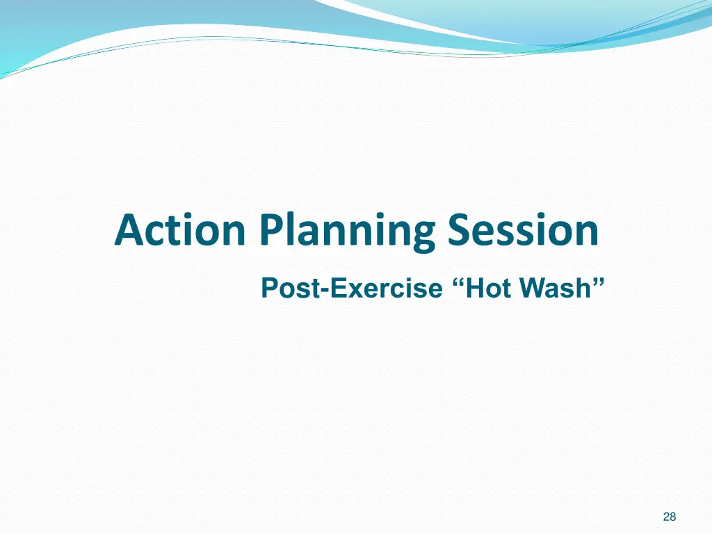 action planning session post exercise hot wash