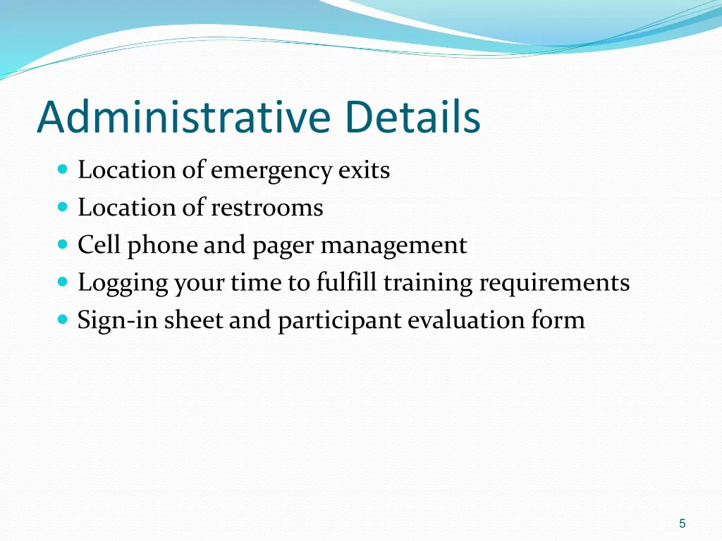 administrative details location of emergency