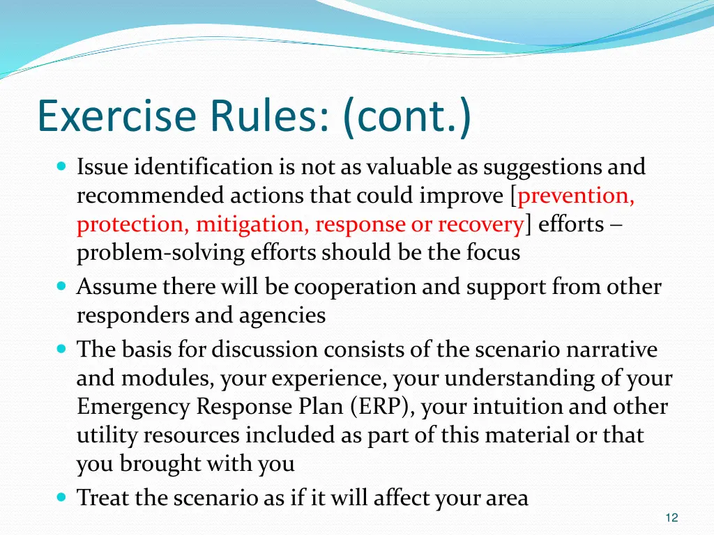 exercise rules cont