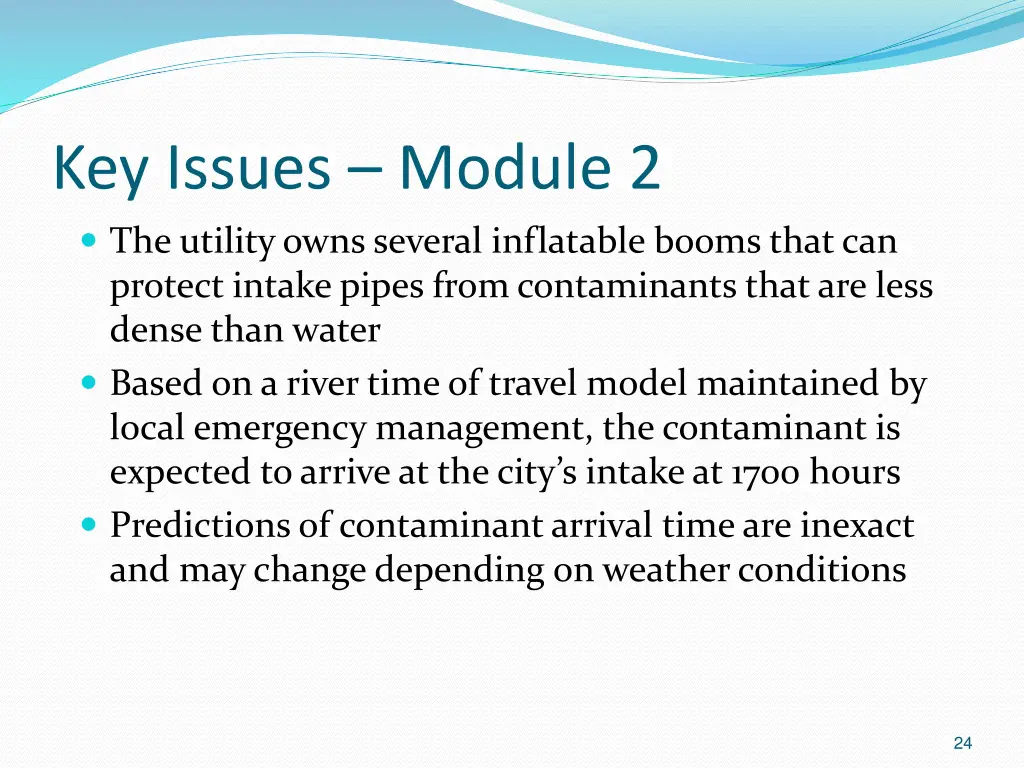 key issues module 2 the utility owns several