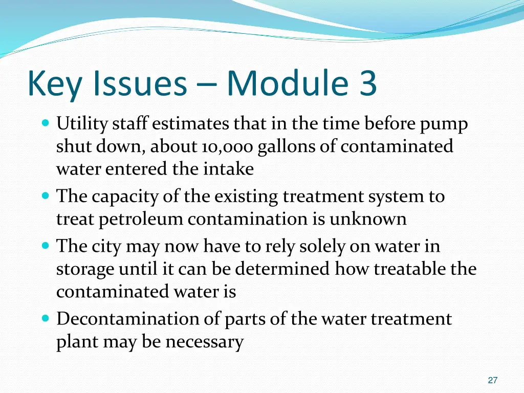 key issues module 3 utility staff estimates that