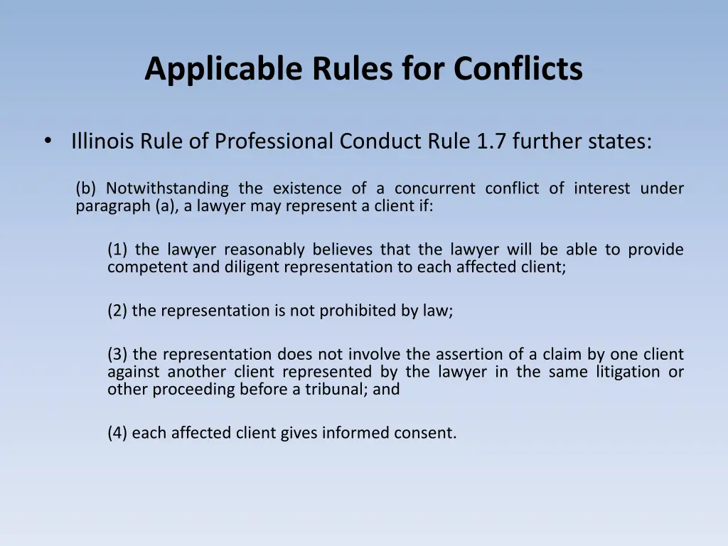 applicable rules for conflicts 1