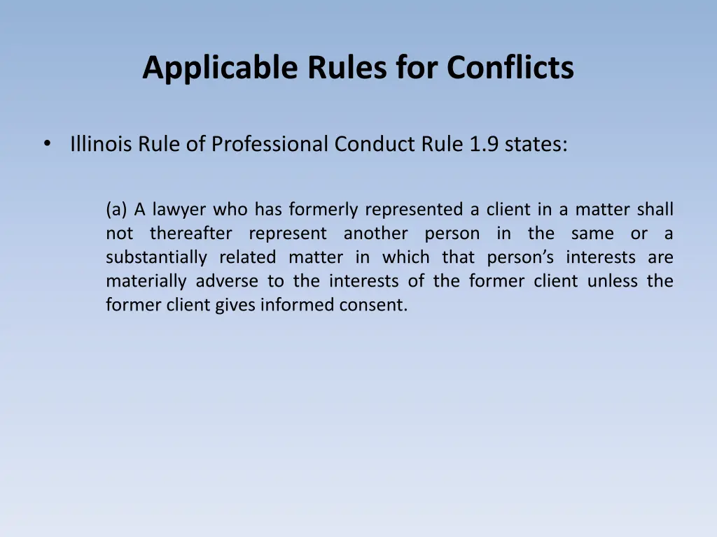 applicable rules for conflicts 2