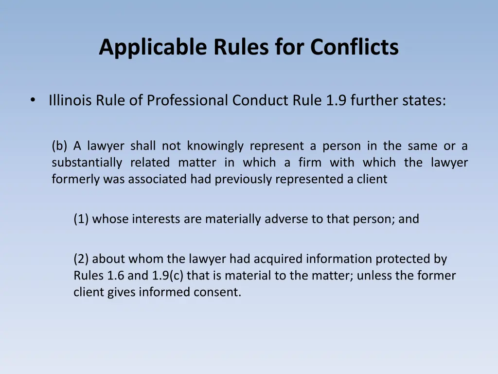 applicable rules for conflicts 3