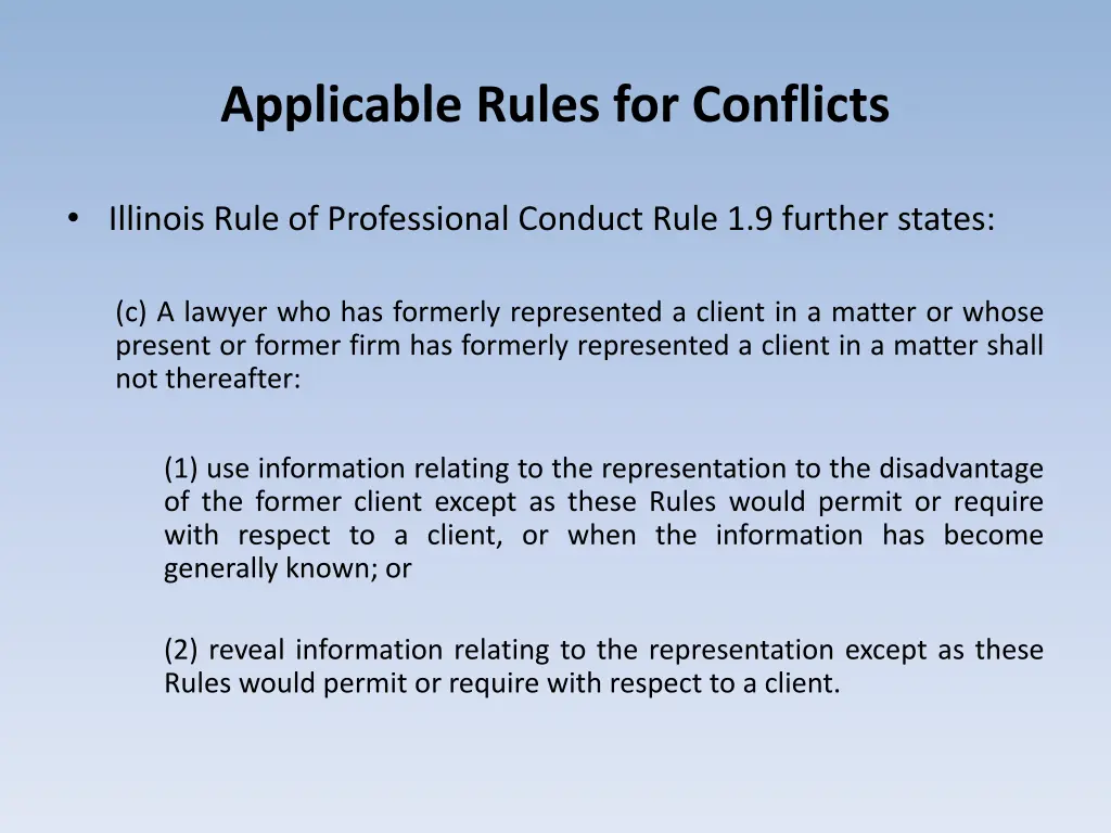 applicable rules for conflicts 4