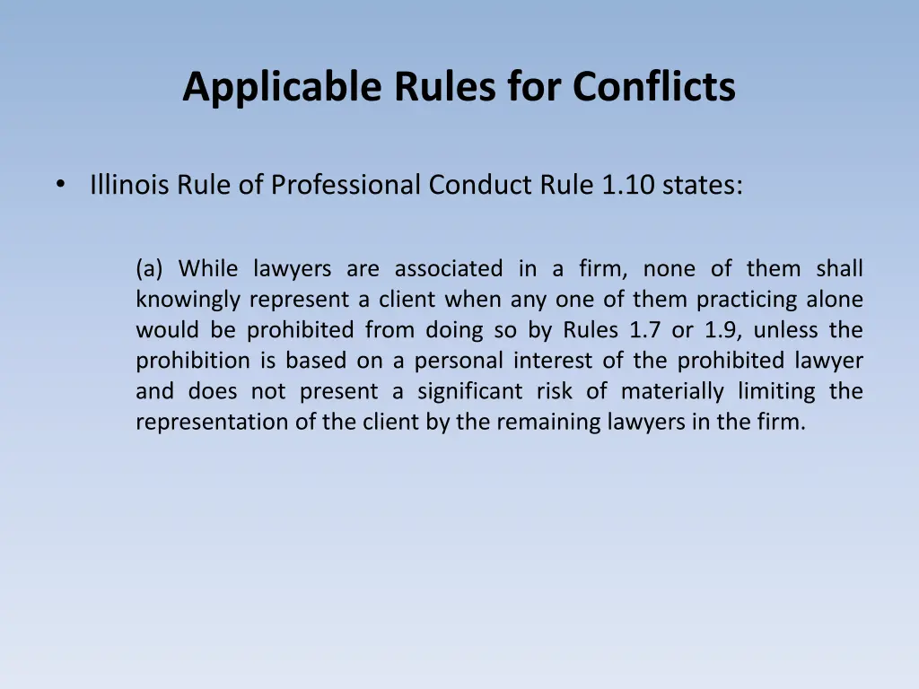 applicable rules for conflicts 5