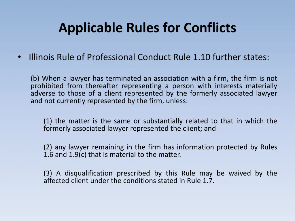 applicable rules for conflicts 6