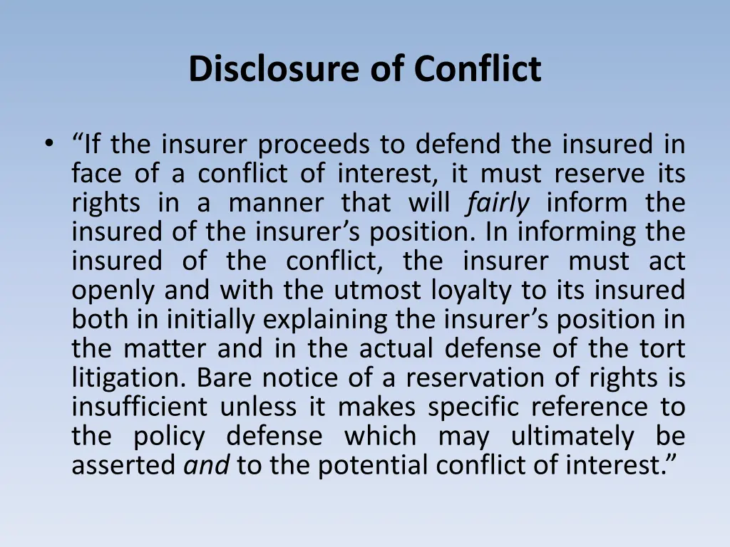 disclosure of conflict 1