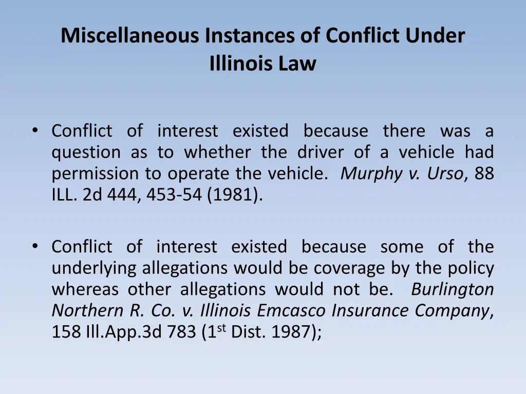 miscellaneous instances of conflict under 1