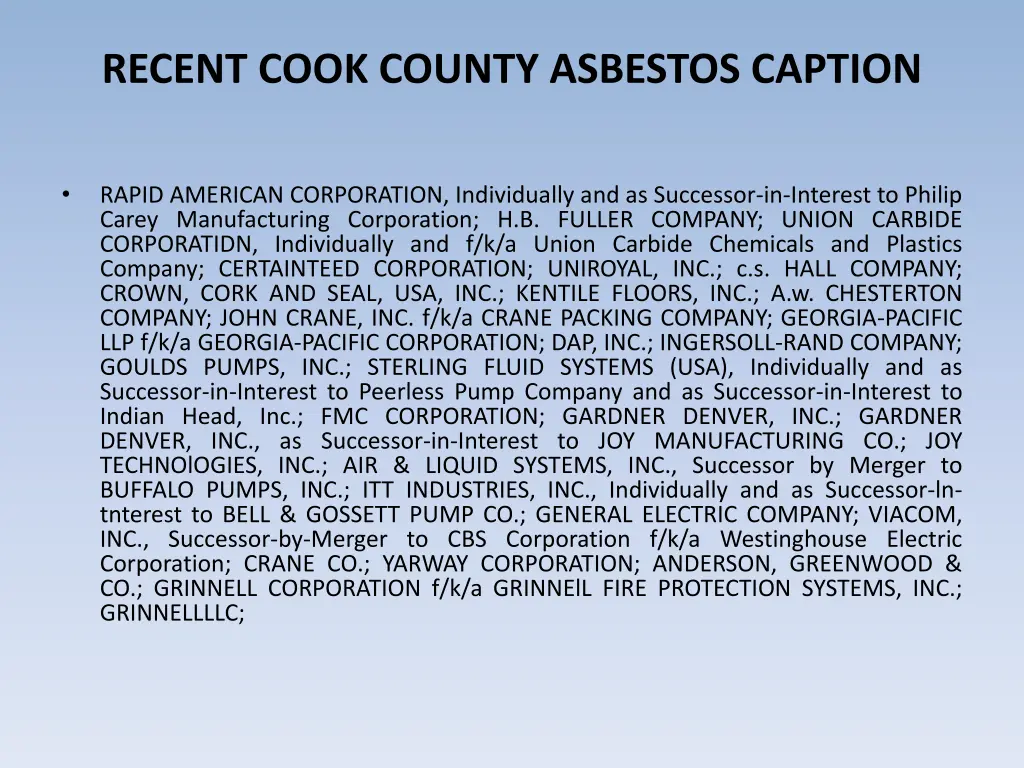 recent cook county asbestos caption