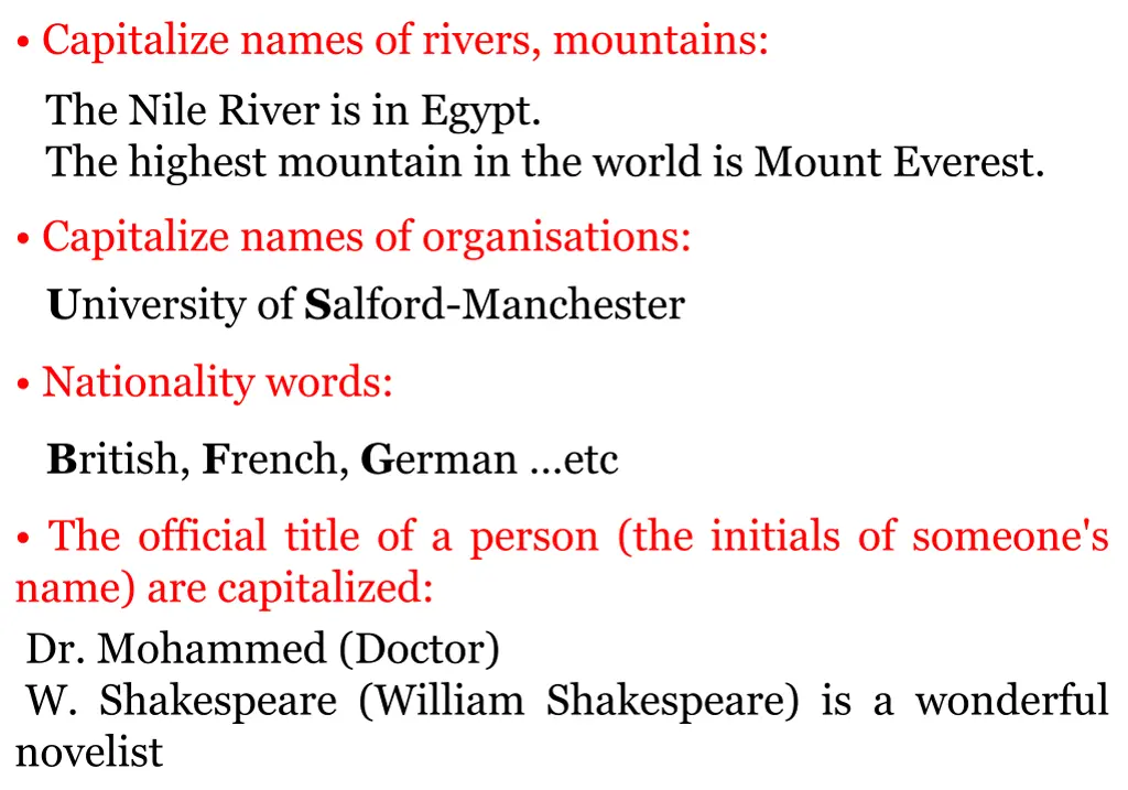 capitalize names of rivers mountains