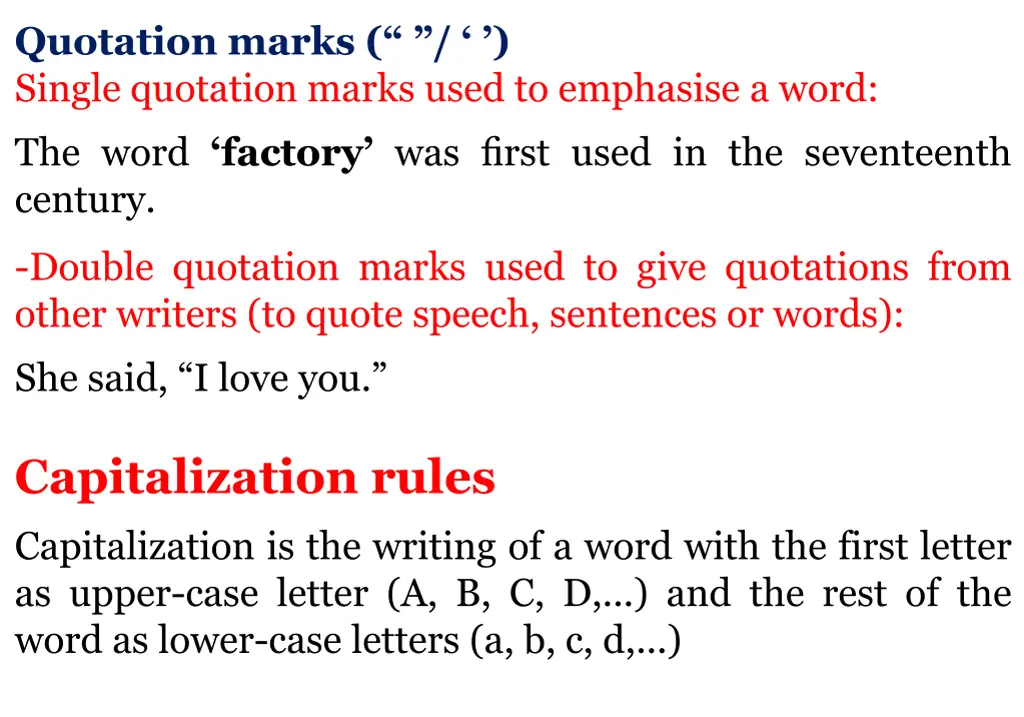 quotation marks single quotation marks used