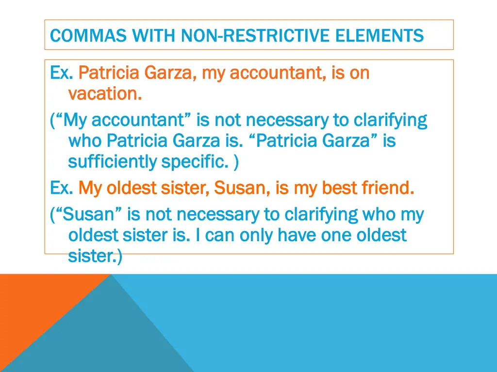 commas with non restrictive elements