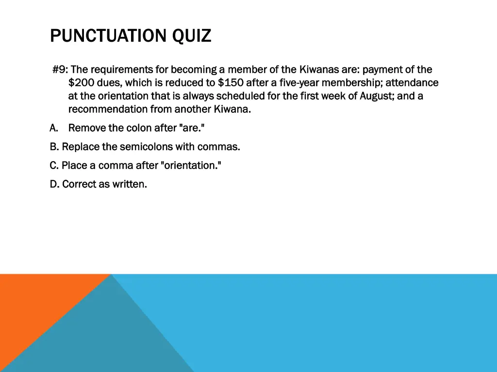 punctuation quiz 8