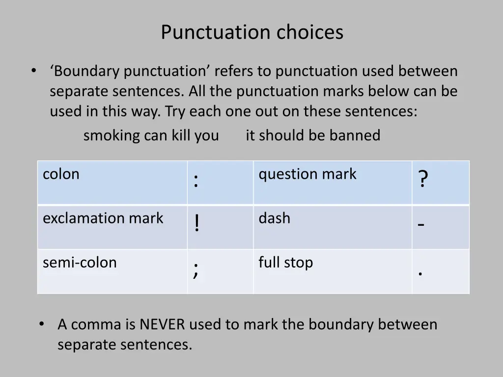 punctuation choices