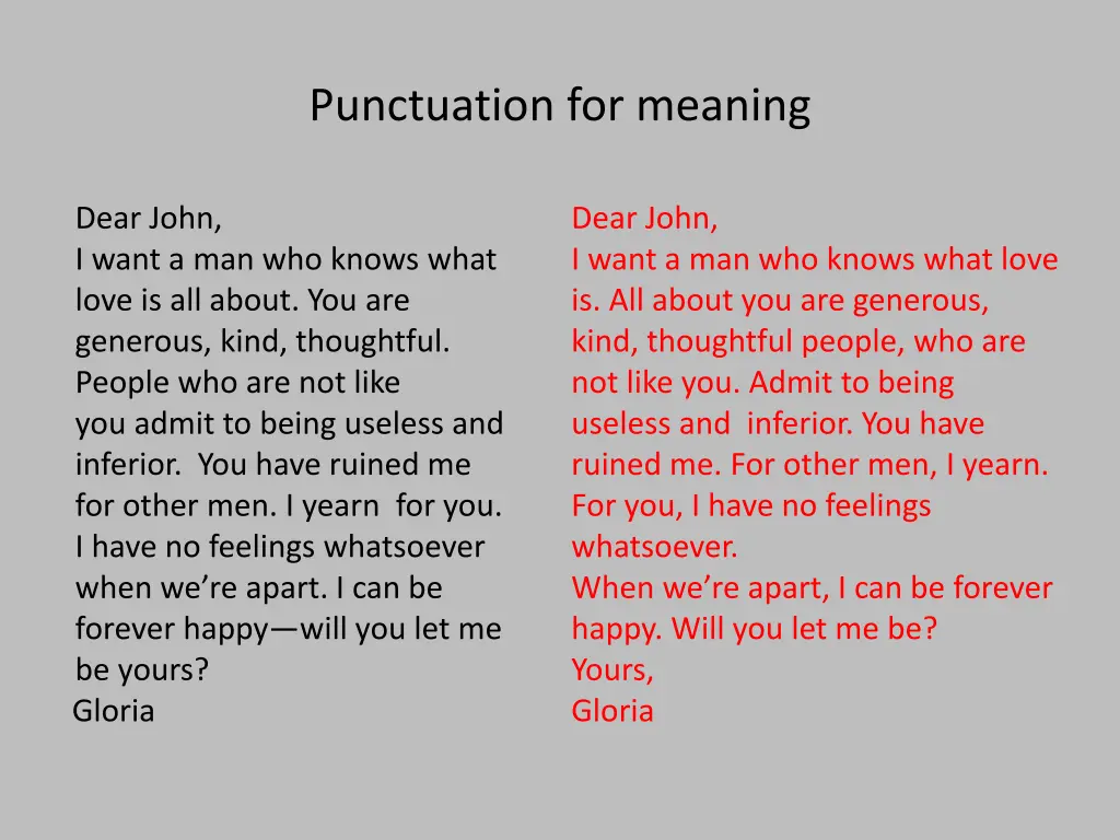 punctuation for meaning