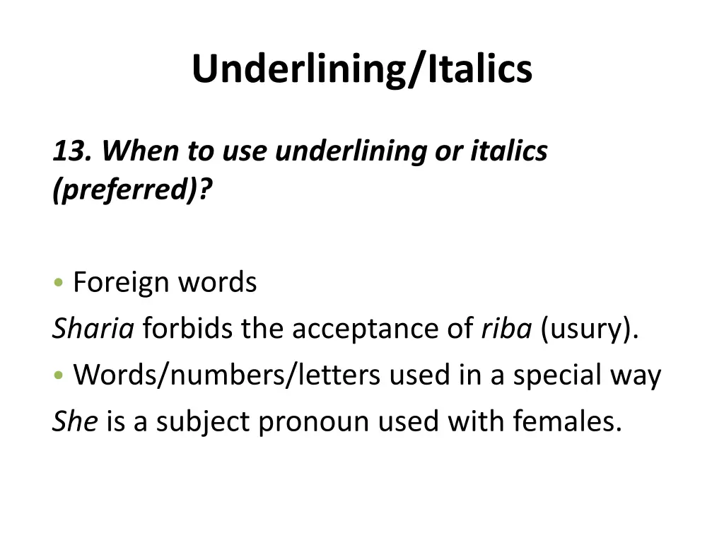 underlining italics