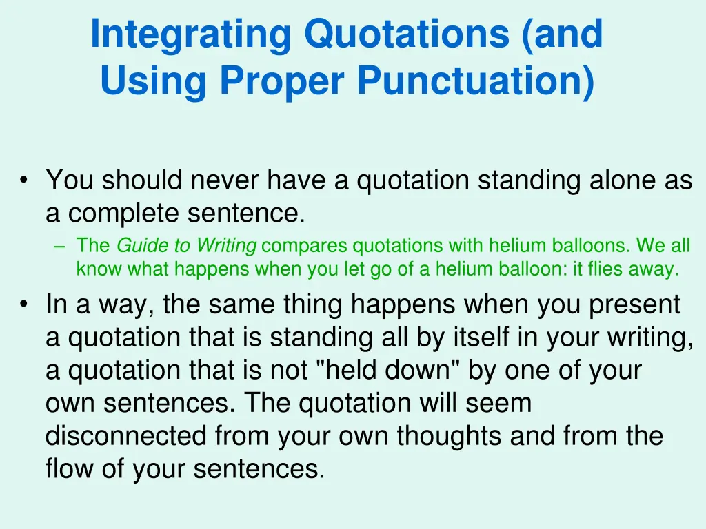 integrating quotations and using proper