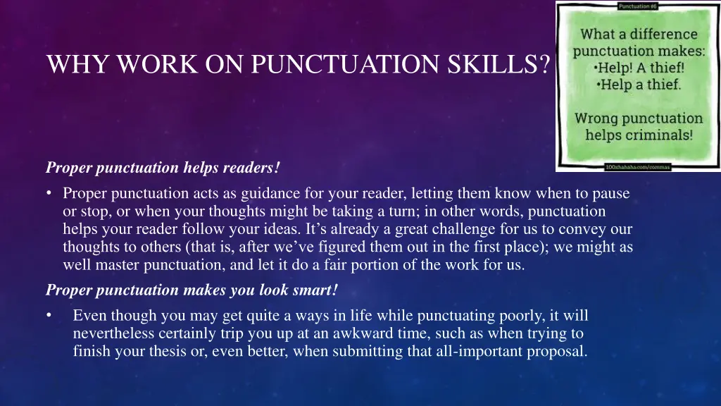 why work on punctuation skills