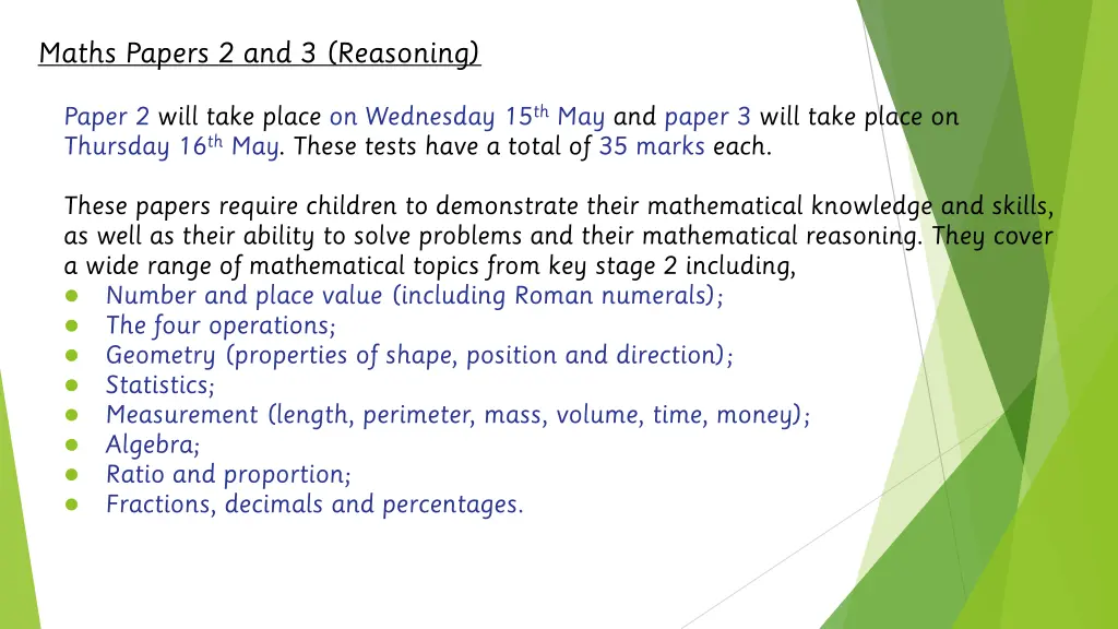 maths papers 2 and 3 reasoning