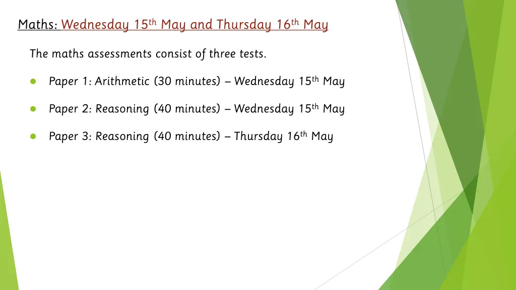 maths wednesday 15 th may and thursday 16 th may