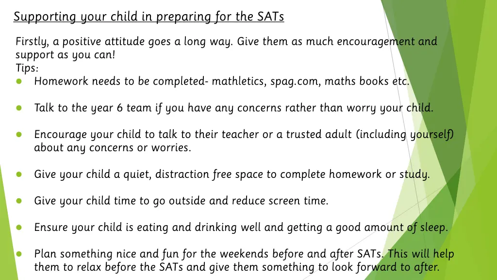 supporting your child in preparing for the sats