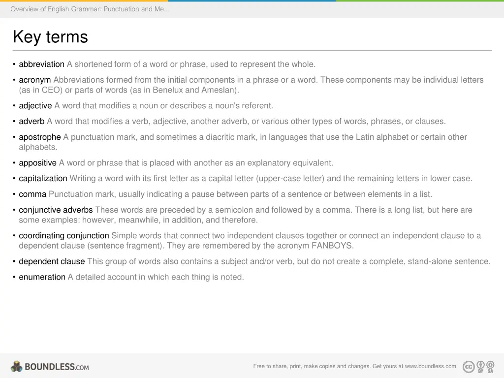 overview of english grammar punctuation and me