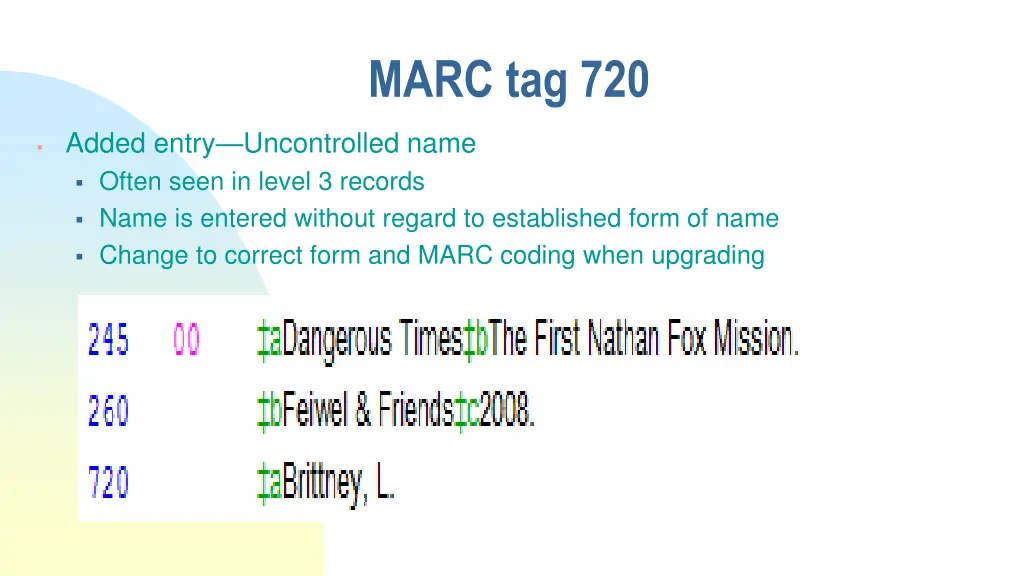 marc tag 720