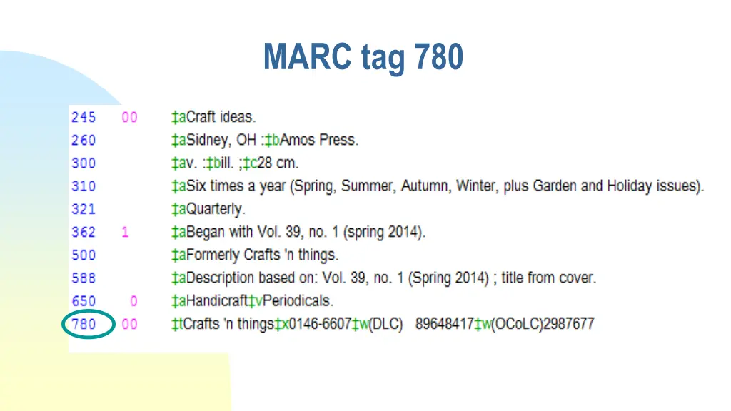 marc tag 780