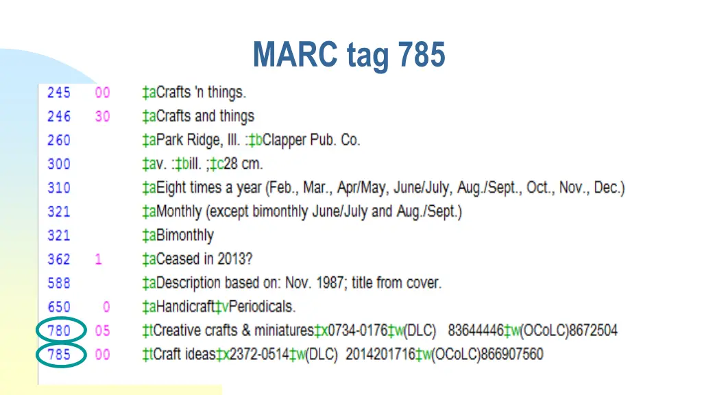 marc tag 785