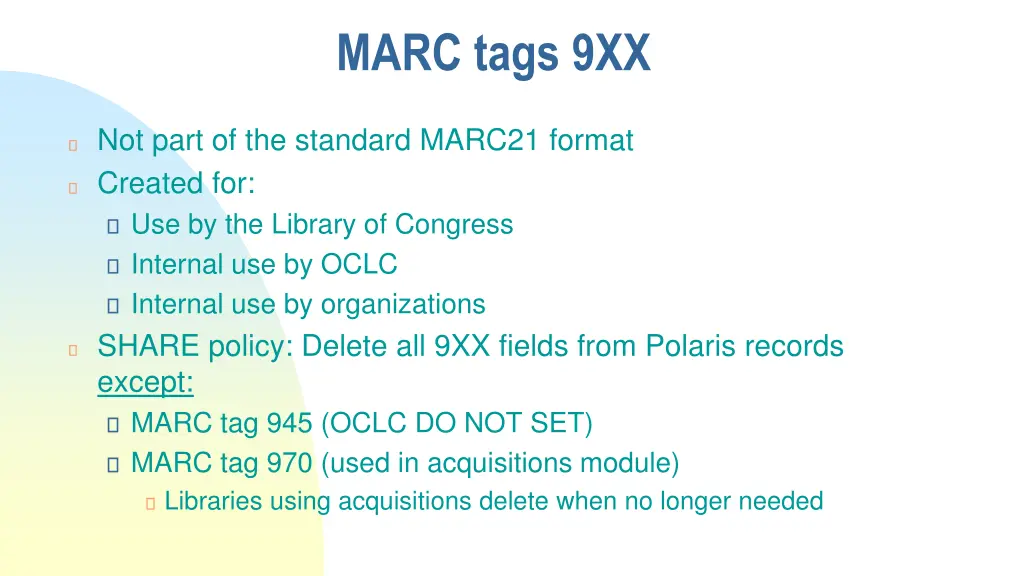 marc tags 9xx