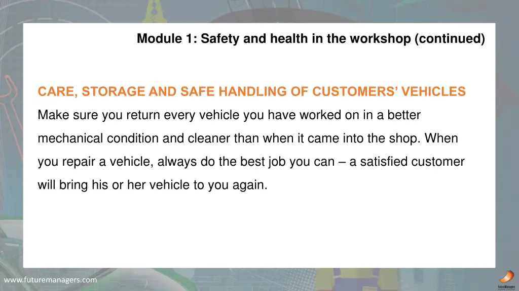 module 1 safety and health in the workshop 7