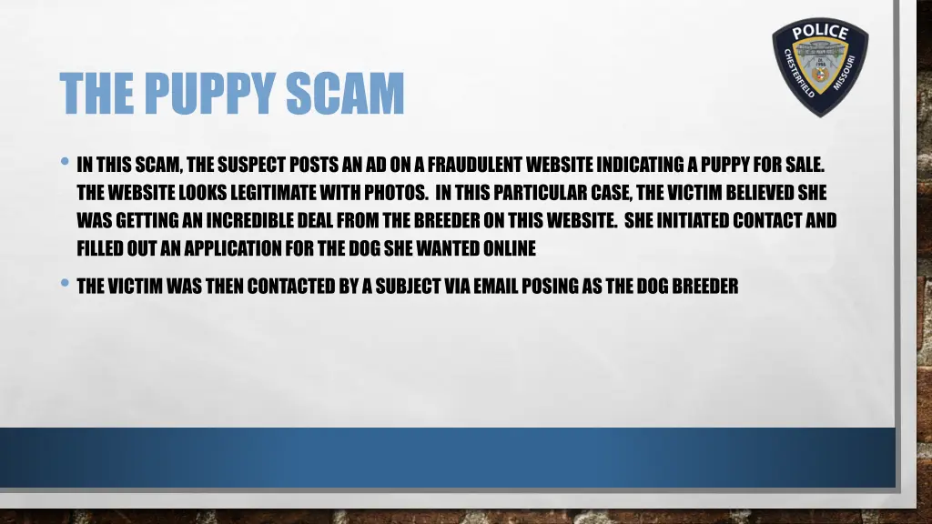 the puppy scam