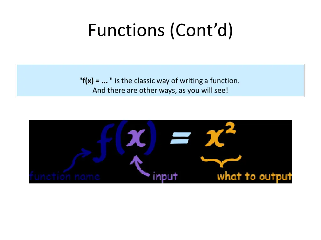 functions cont d