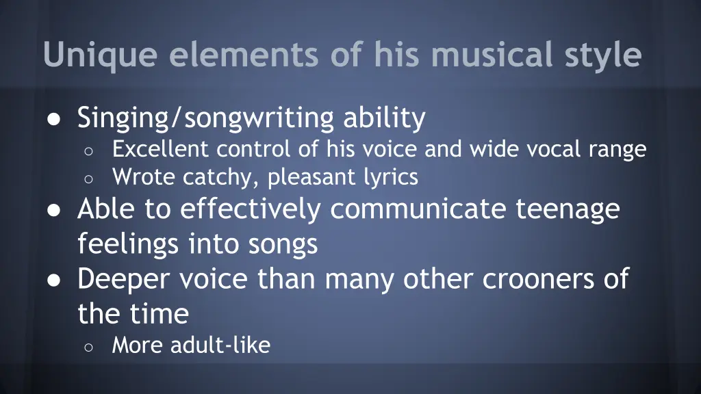 unique elements of his musical style