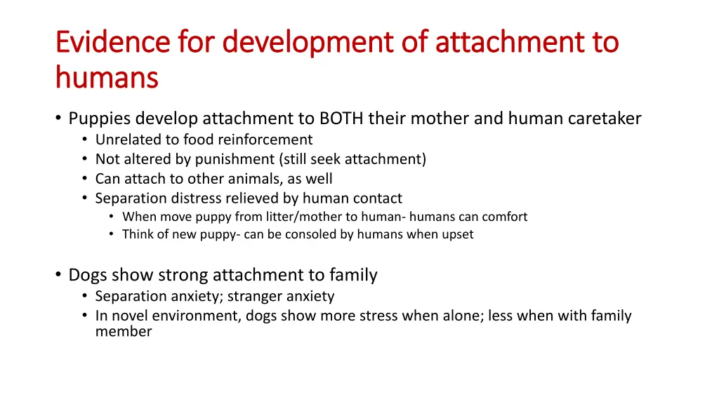 evidence for development of attachment