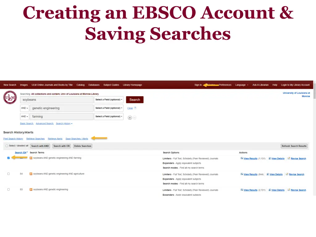 creating an ebsco account saving searches 3