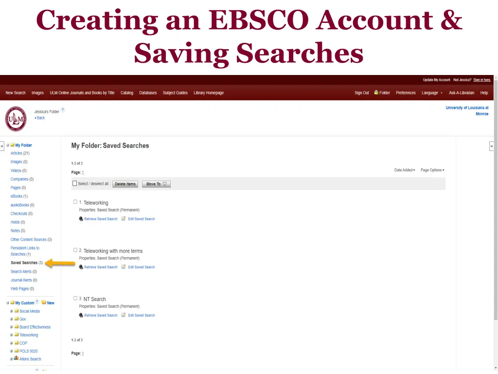 creating an ebsco account saving searches 5